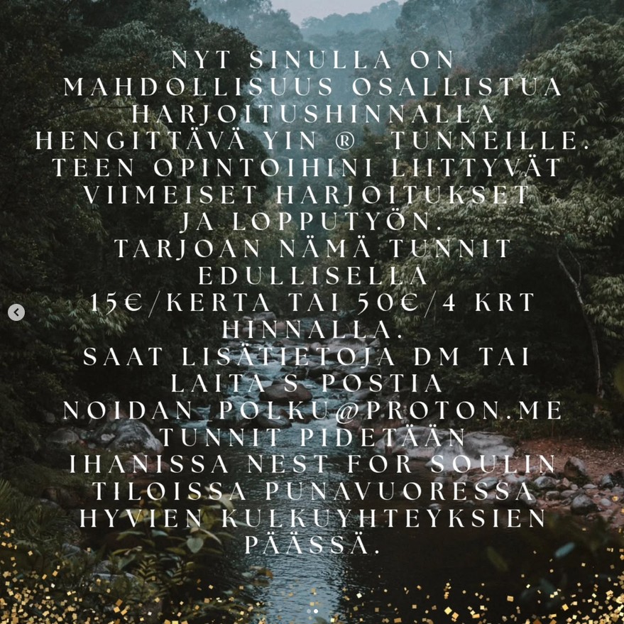 Hengittävä Yin -tuntien tiedot